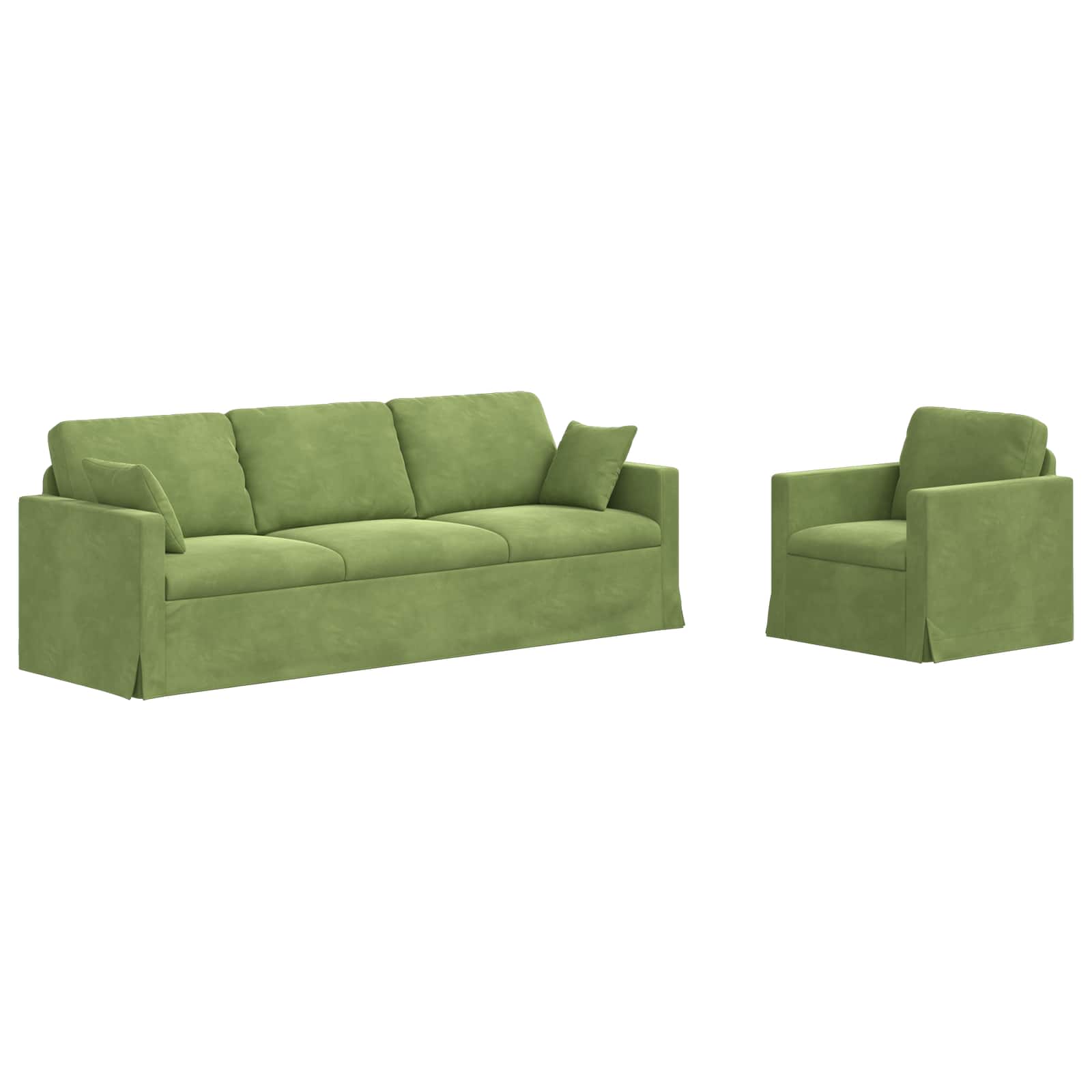 Divano 2 pcs Verde chiaro 228 x 78 x 80 cm Velluto 3407628