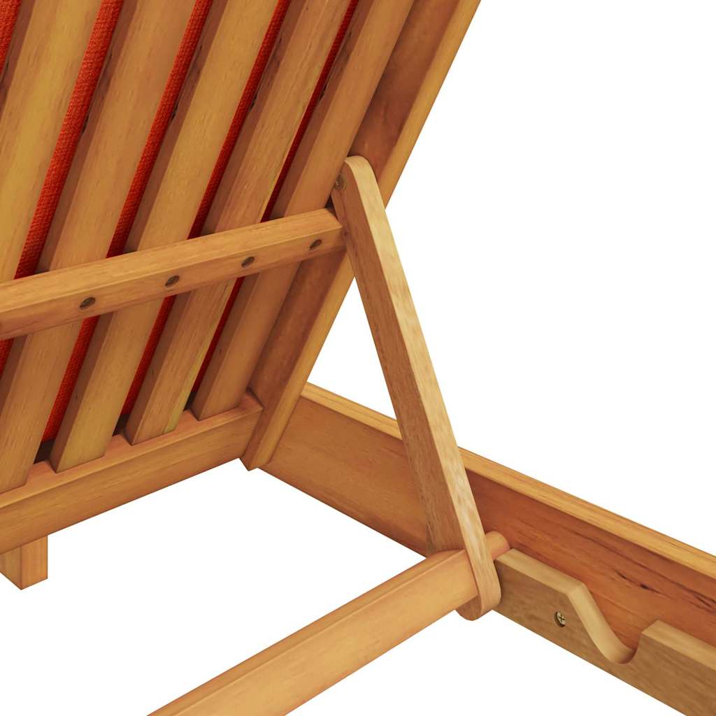 Lettino da sole con cuscino Rosso Legno di Acacia Massello 3407703