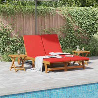 Lettino da sole con cuscino Rosso Legno di Acacia Massello 3407703