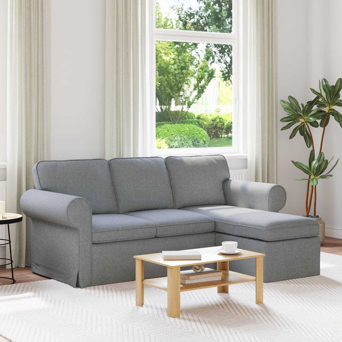 Divano Grigio chiaro 215 x 138 x 80 cm Tessuto