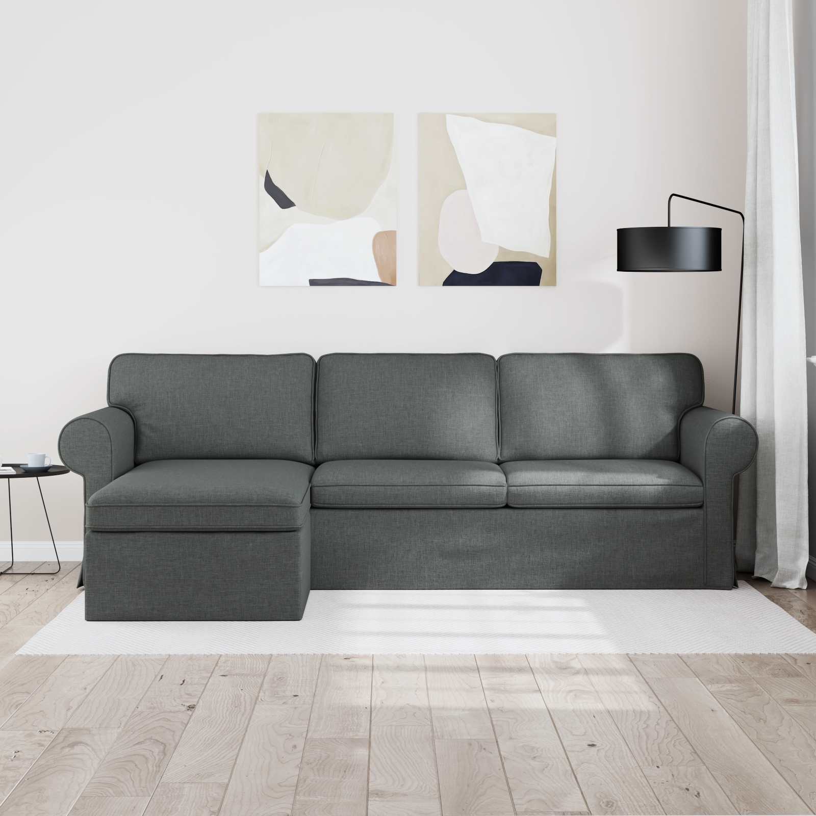 Divano Grigio scuro 215 x 138 x 80 cm Tessuto