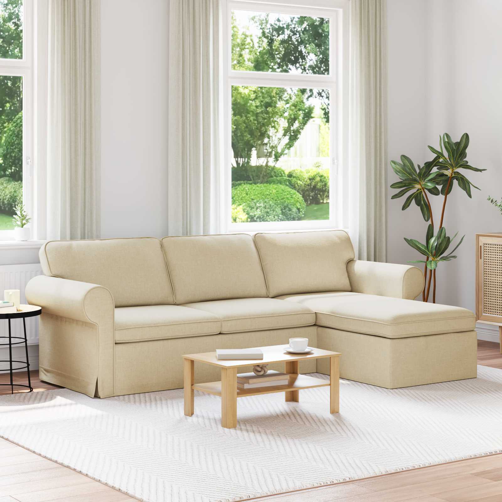 Divano Crema 215 x 138 x 80 cm Metallo 42024346