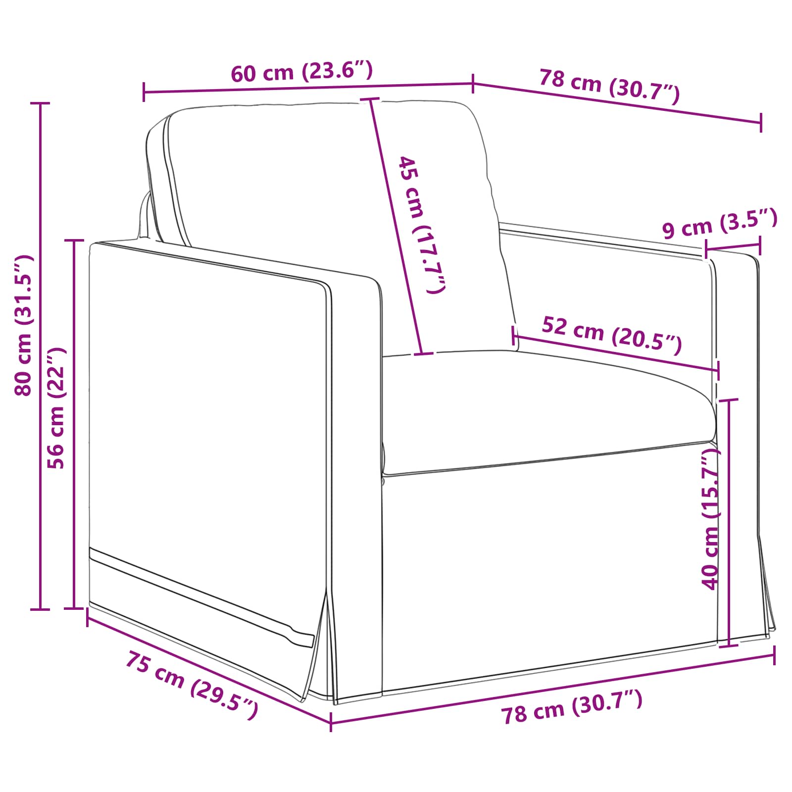 Divano Nero Dimensioni complessive: 78 x 78 x 80 cm (L x P x A) 42024410
