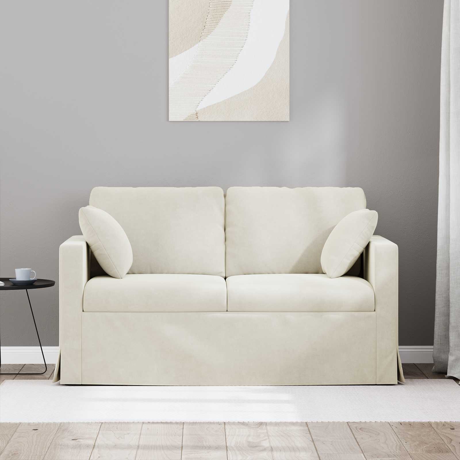Divano Crema 138 x 78 x 80 cm Velluto