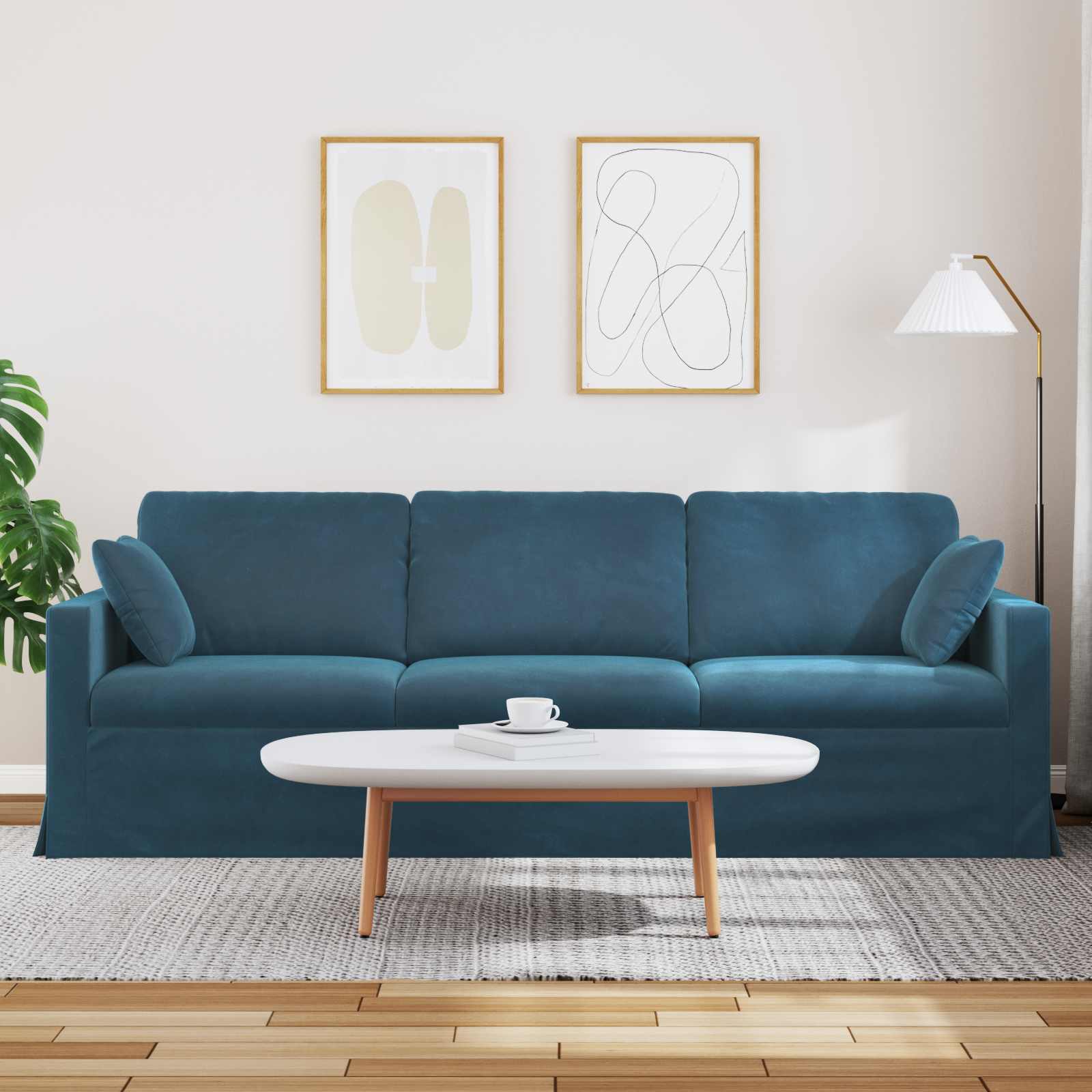Divano Blu 228 x 78 x 80 cm Velluto 42024448