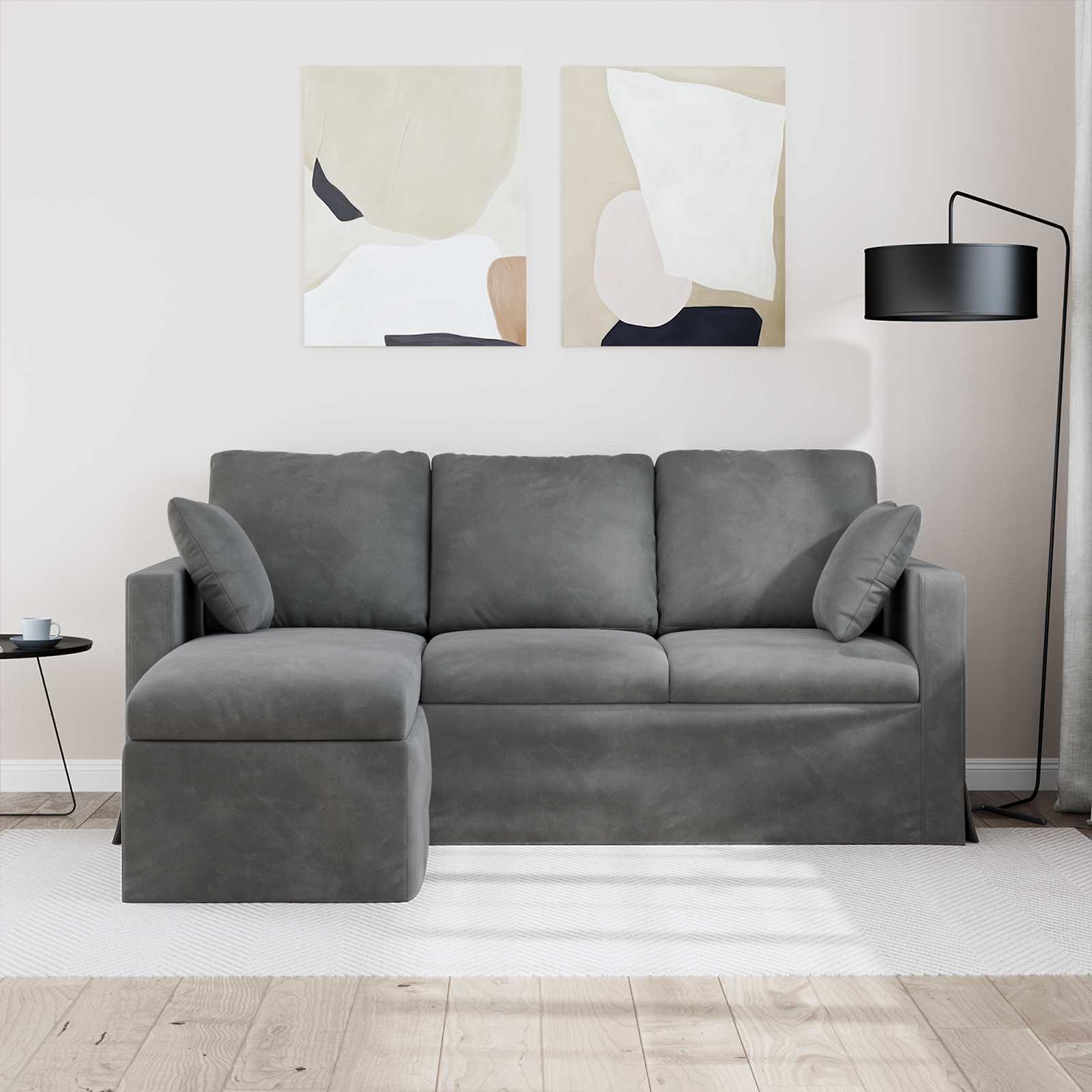 Divano Grigio scuro 198 x 134 x 80 cm Velluto 42024450