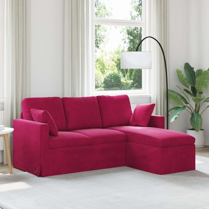 Divano Rosso Vino 198 x 134 x 80 cm Velluto