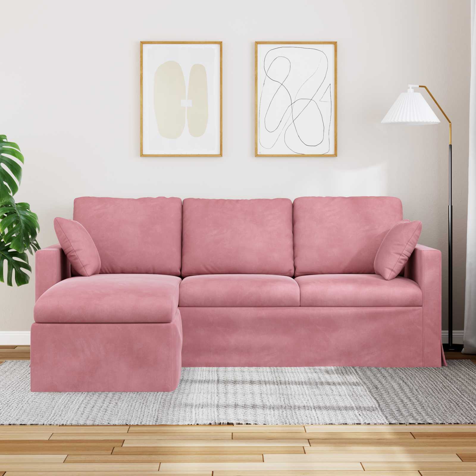 Divano Rosa 198 x 134 x 80 cm Velluto