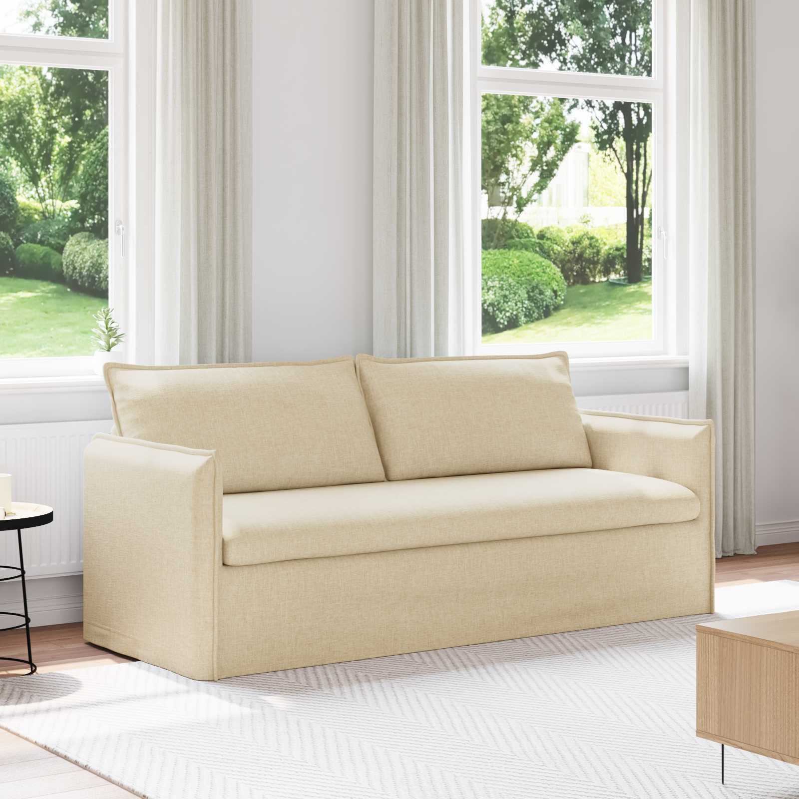 Divano Crema 195 x 82 x 85 cm Metallo 42024530