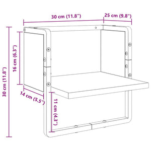 Scaffale da parete con lo scaffale Rovere Nero 30 x 25 x 30 cm 893637