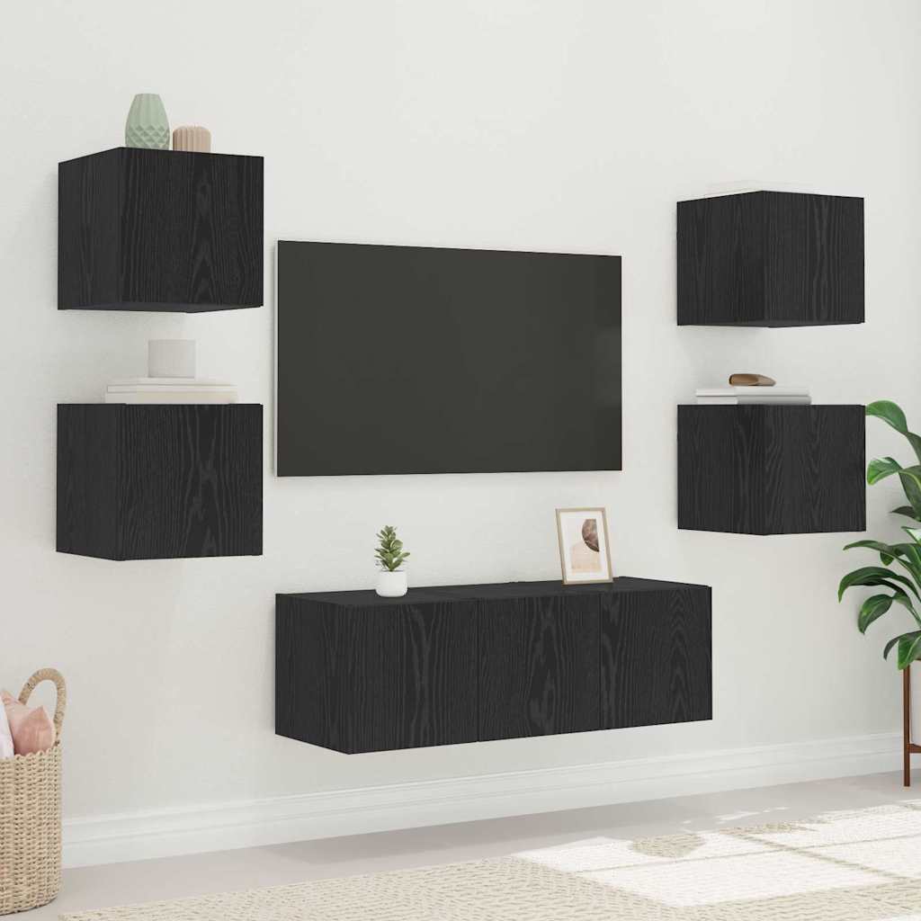 Mobile TV da parete Rovere Nero 30,5 x 35 x 30 cm 893639