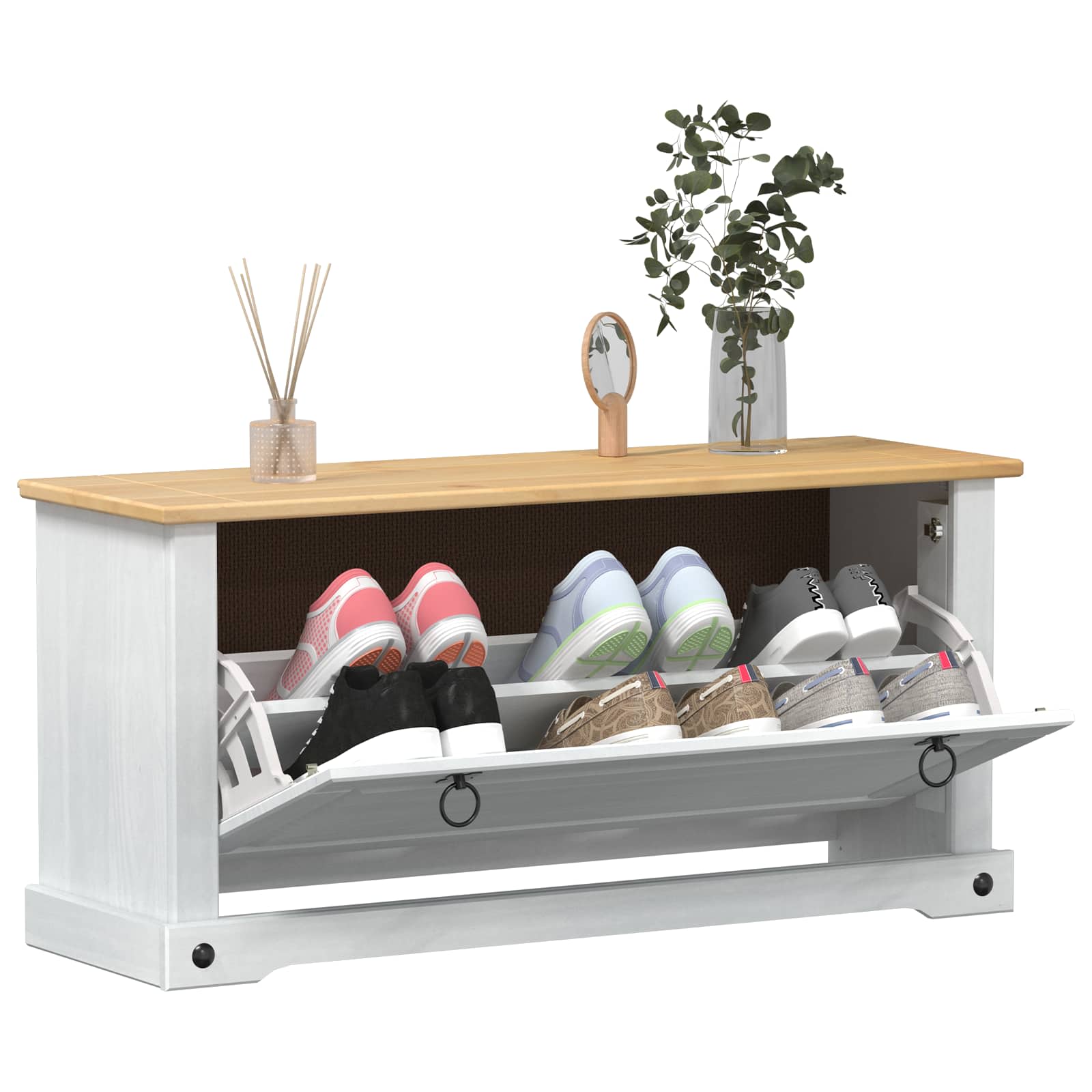 Mobile per scarpe Corona Bianco 99 x 32 x 49 cm Pino massello 42024952