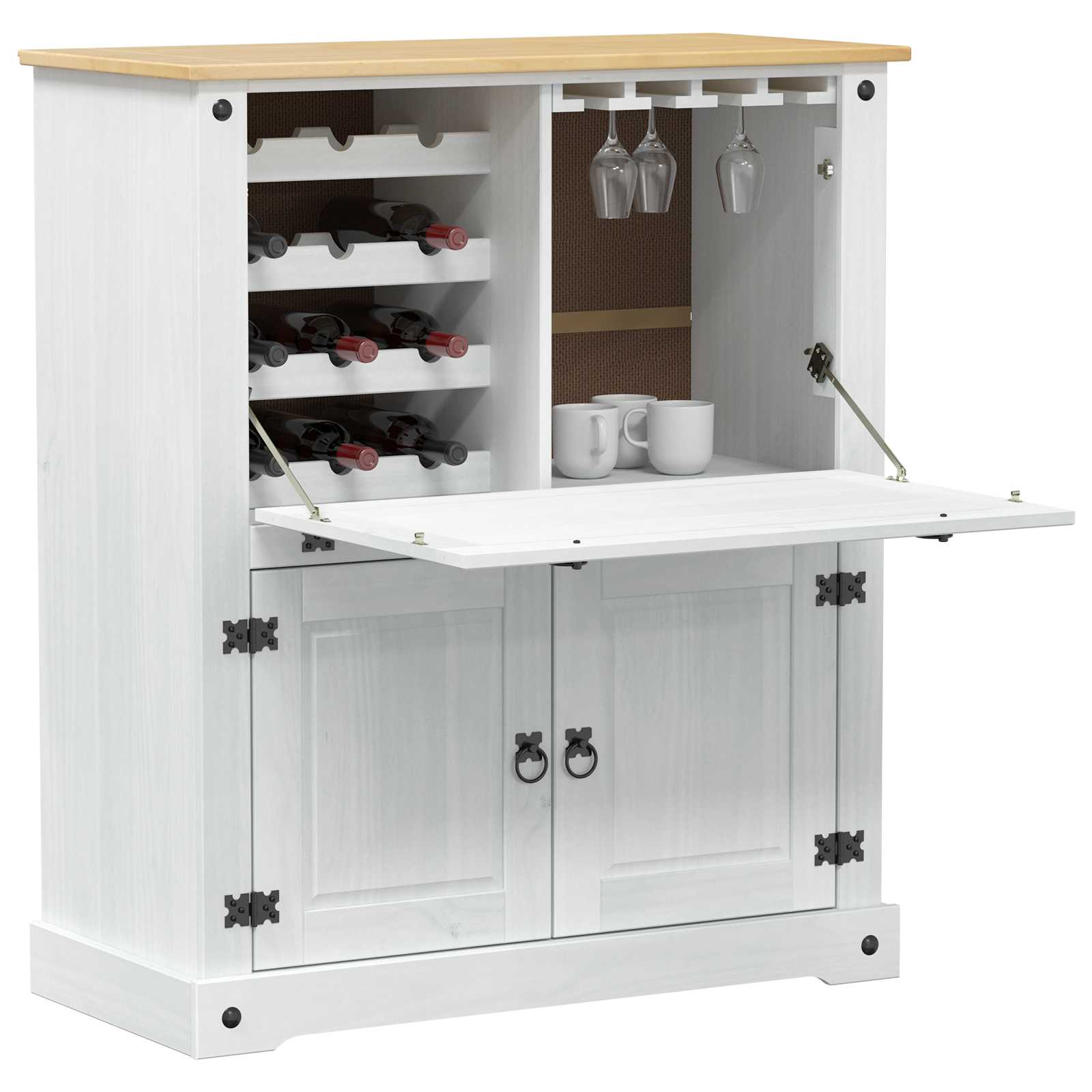 Mobile per vino Bianco 97 x 45 x 114 cm Pino massello 42024956