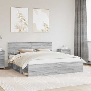 Struttura del letto con testiera Grigio Sonoma 200 x 200 cm 3407837
