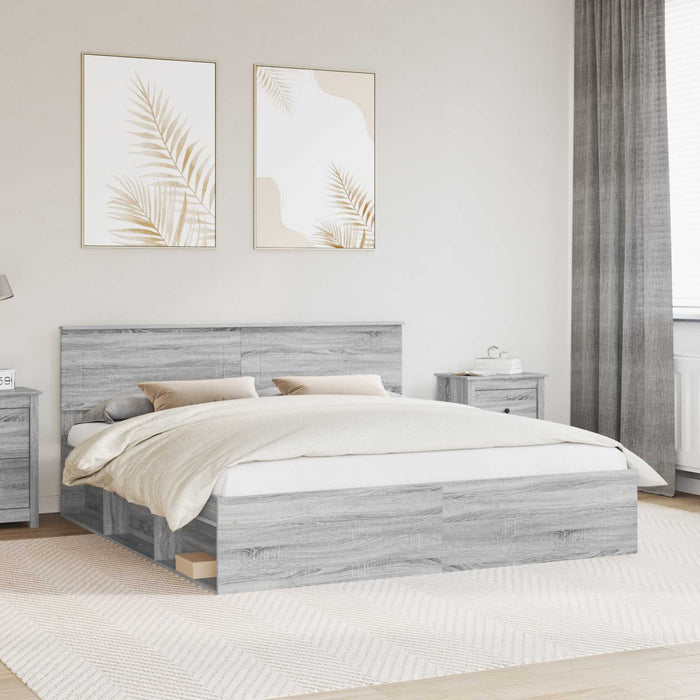 Struttura del letto con testiera Grigio Sonoma 200 x 200 cm 3407837