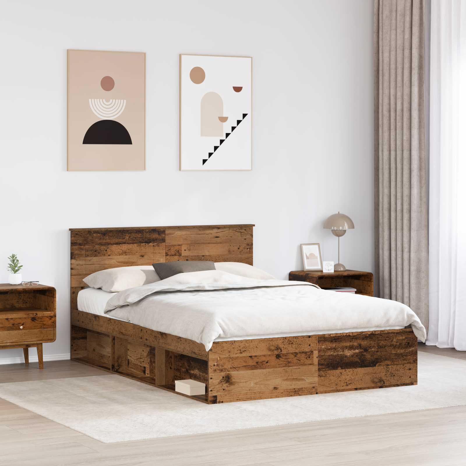 Struttura del letto con testiera Legno vecchio 140 x 190 cm 3407875