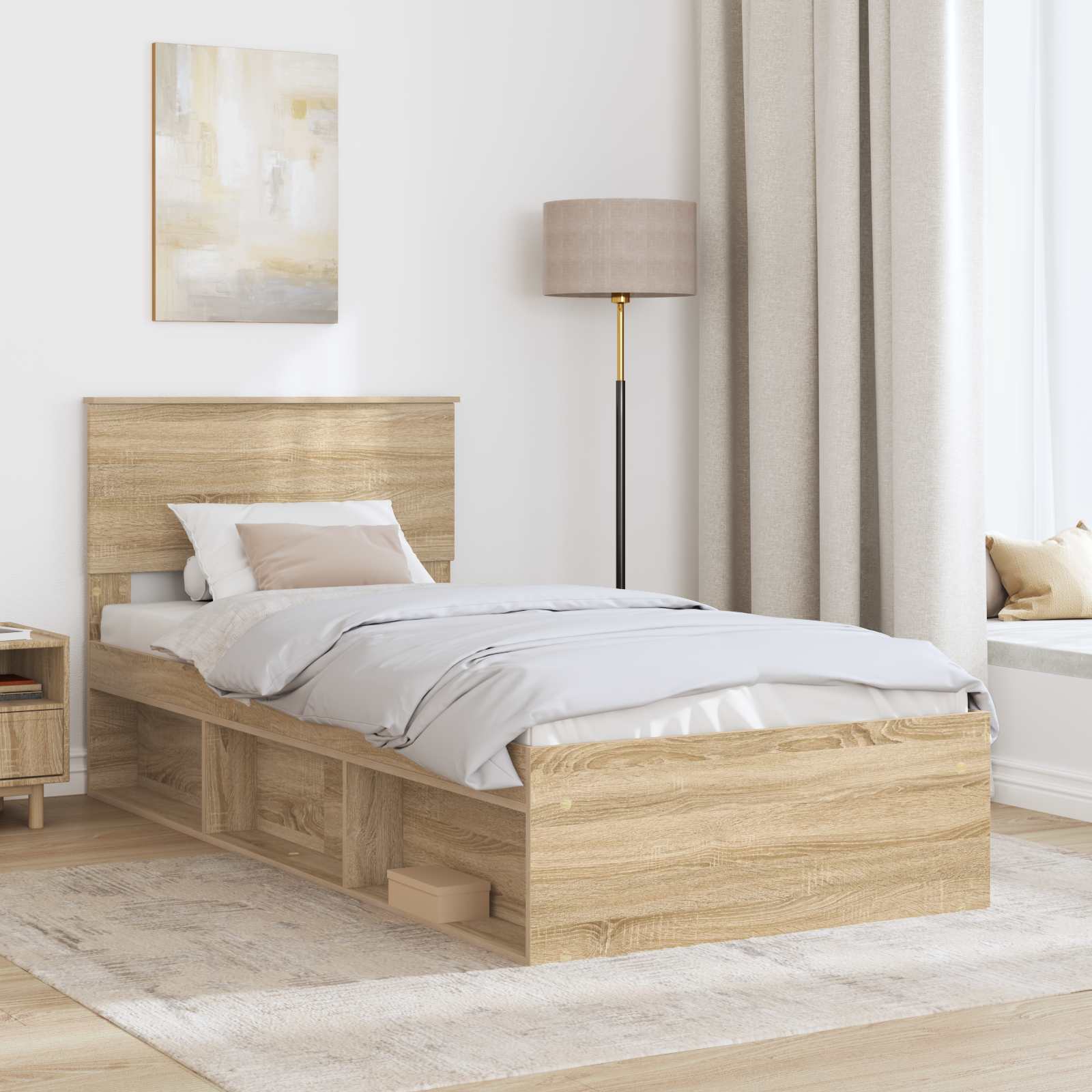 Struttura del letto Rovere Sonoma 90 x 200 cm Legno multistrato