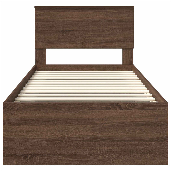 Struttura del letto con testiera Rovere Marrone 90 x 200 cm 3407937