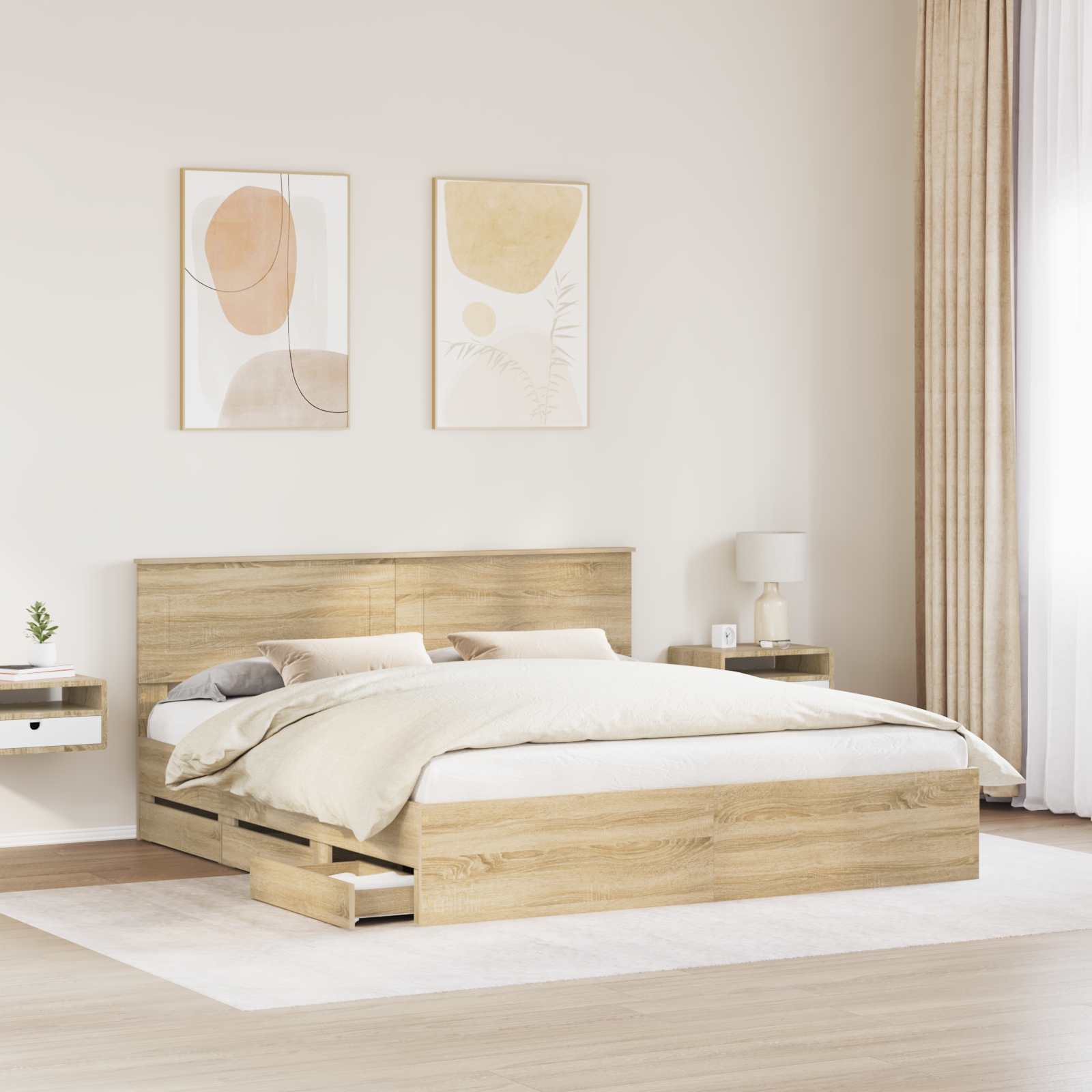 Struttura del letto con cassetto Rovere Sonoma 180 x 200 cm 3407958