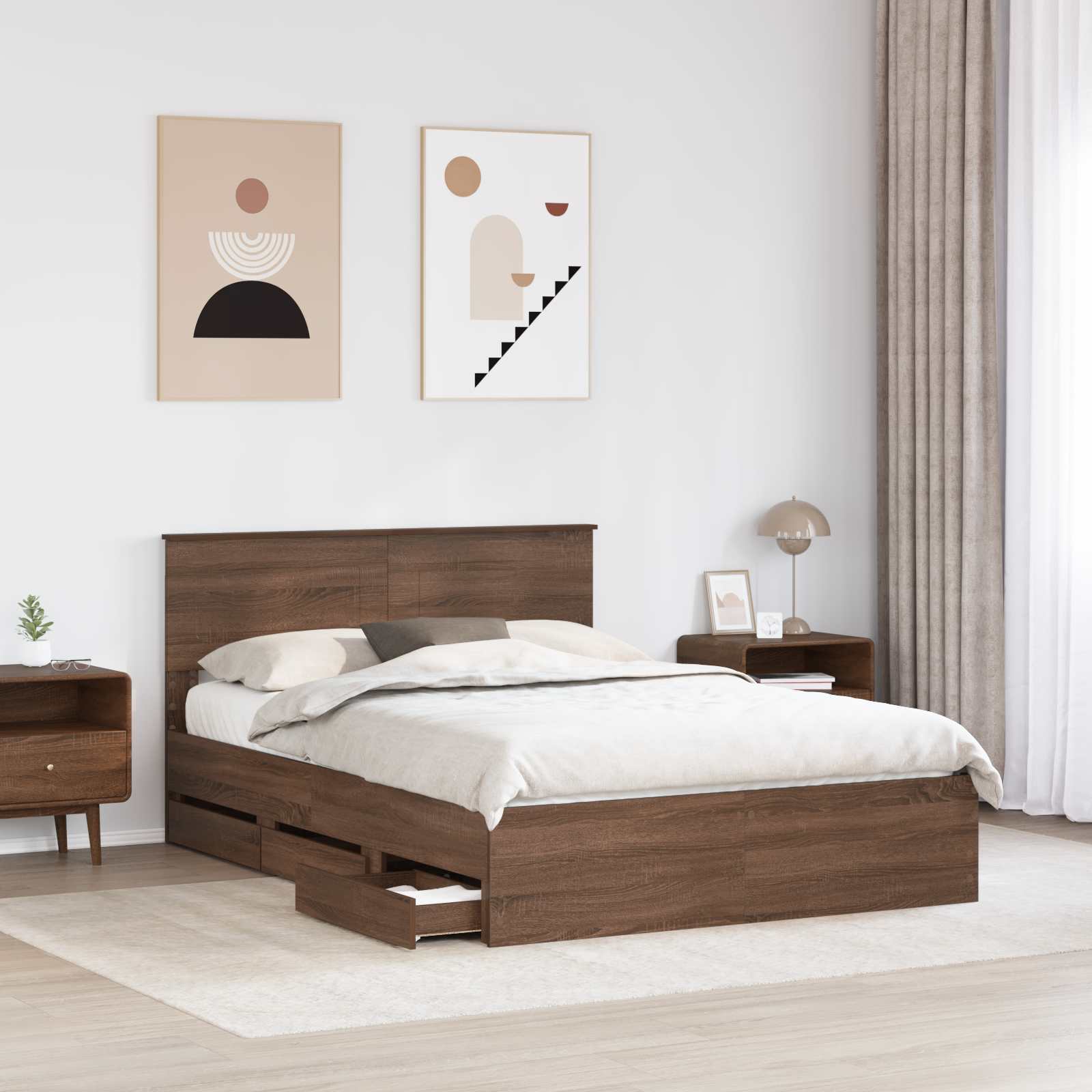 Struttura del letto con cassetto Rovere Marrone 150 x 200 cm 3407976