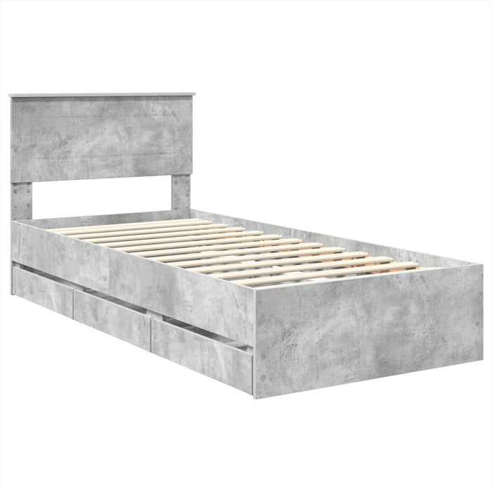 Struttura del letto con cassetto Grigio cemento 90 x 200 cm 3408029