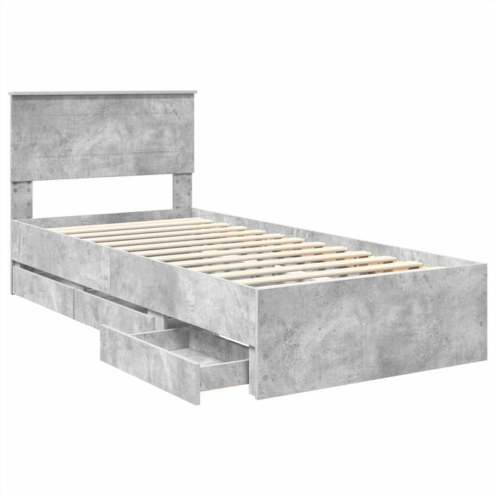 Struttura del letto con cassetto Grigio cemento 90 x 200 cm 3408029
