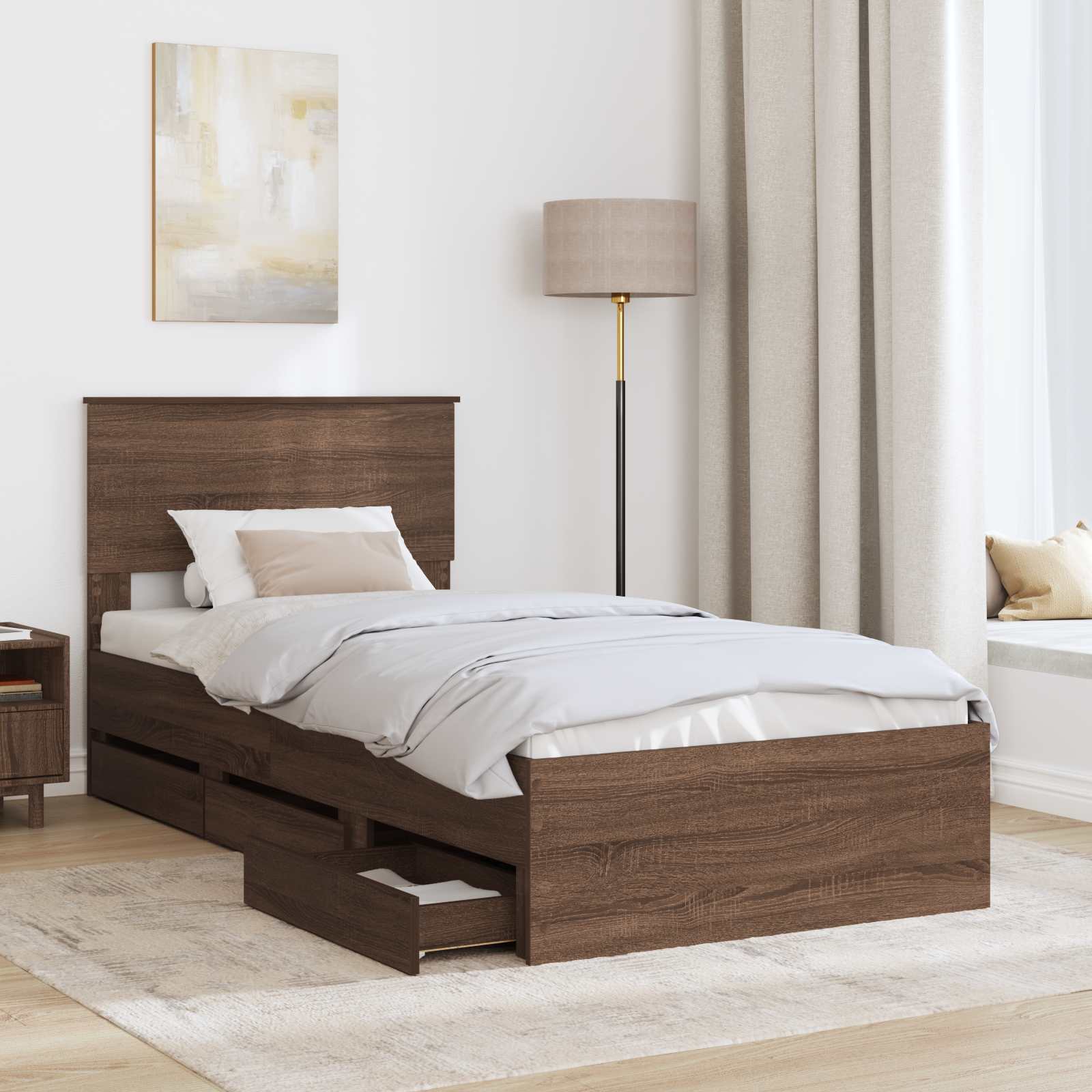 Struttura del letto con cassetto Rovere Marrone 75 x 190 cm 3408039