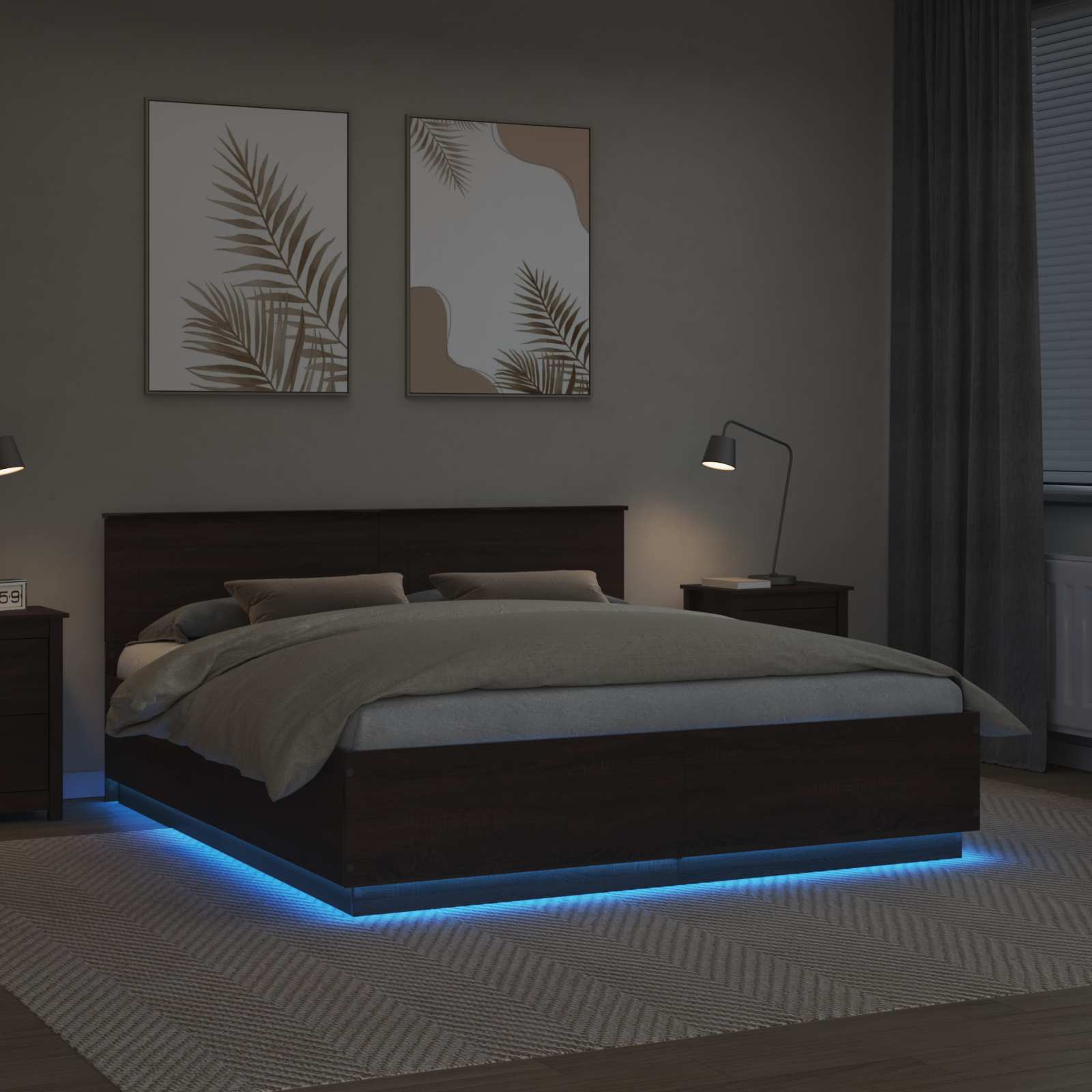 Struttura del letto con testiera Rovere Marrone 200 x 200 cm 3408046