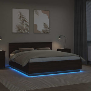 Struttura del letto con testiera Rovere Marrone 200 x 200 cm 3408046