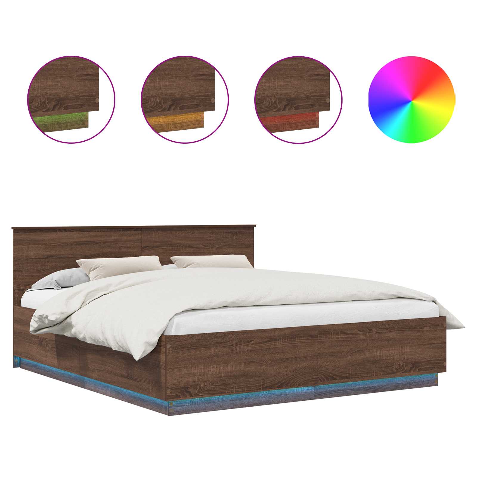 Struttura del letto con testiera Rovere Marrone 200 x 200 cm 3408046