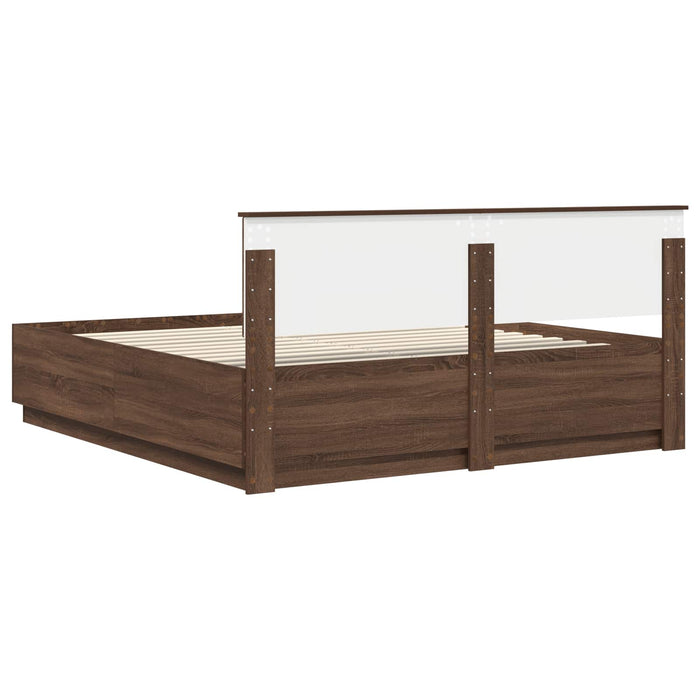 Struttura del letto con testiera Rovere Marrone 200 x 200 cm 3408046