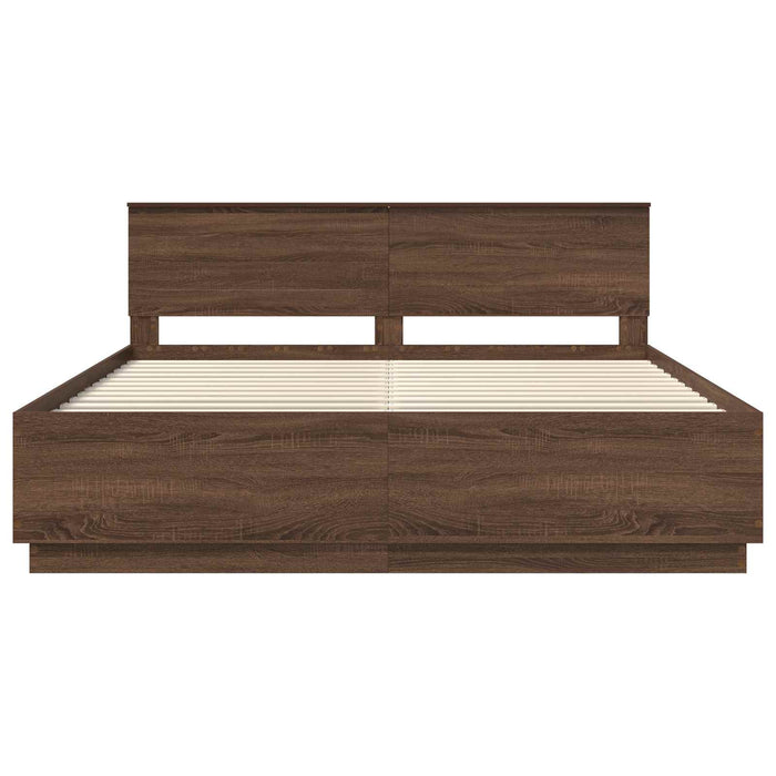 Struttura del letto con testiera Rovere Marrone 200 x 200 cm 3408046