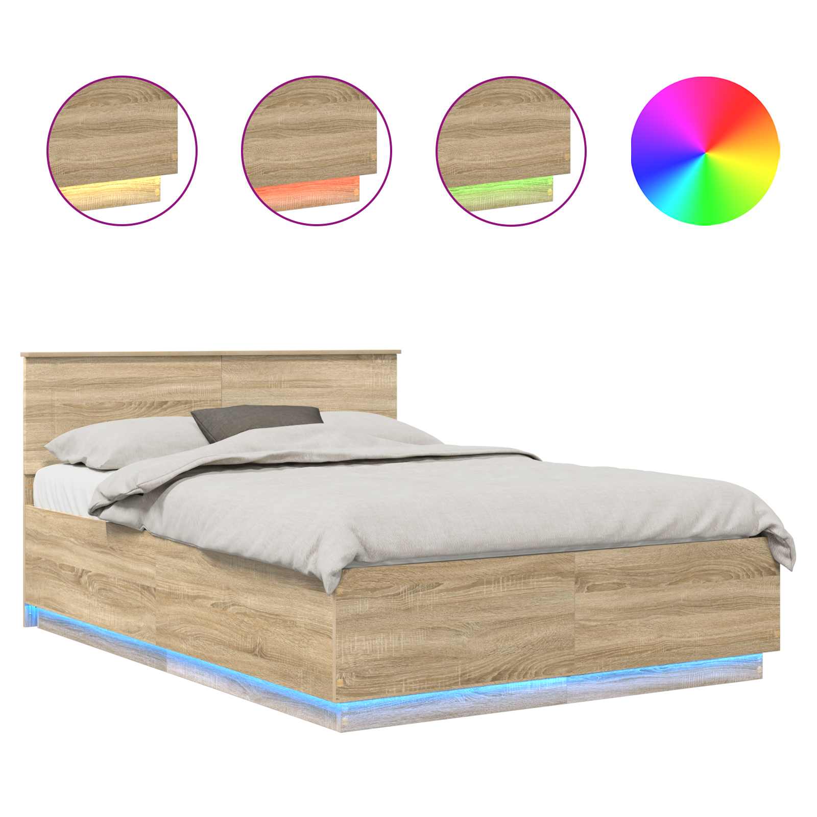 Struttura del letto con testiera Rovere Sonoma 160 x 200 cm 3408056