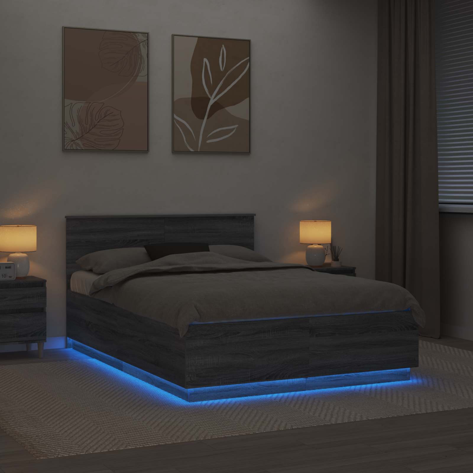 Struttura del letto con testiera Grigio Sonoma 140 x 200 cm 3408080