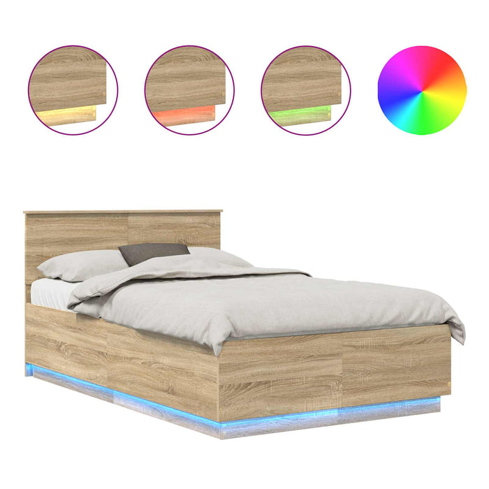 Struttura del letto con testiera Rovere Sonoma 135 x 190 cm 3408084