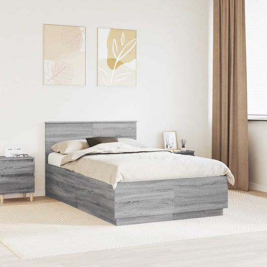 Struttura del letto con testiera Grigio Sonoma 135 x 190 cm 3408087