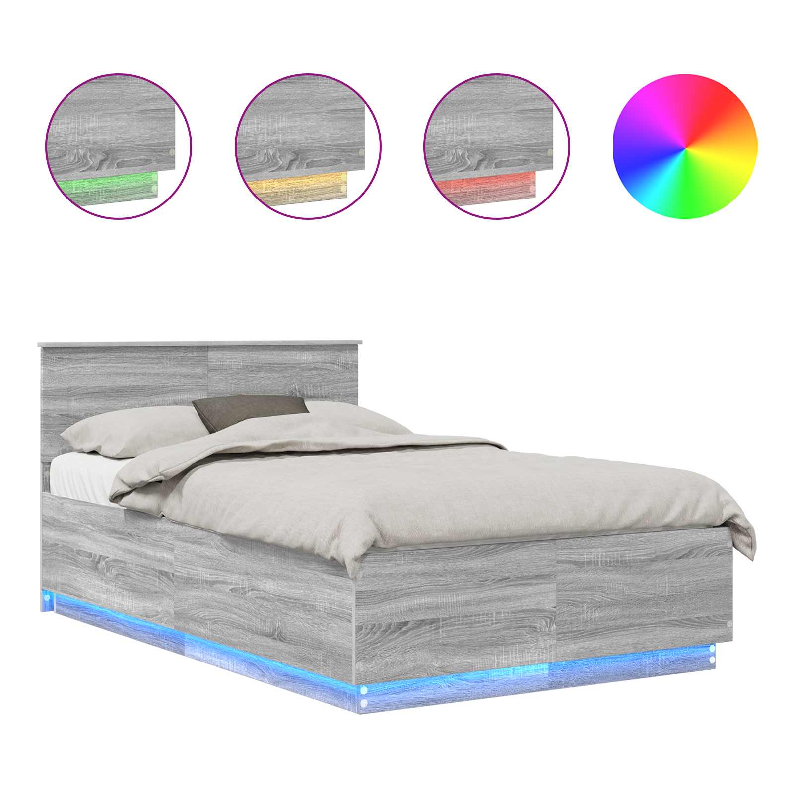 Struttura del letto con testiera Grigio Sonoma 135 x 190 cm 3408087