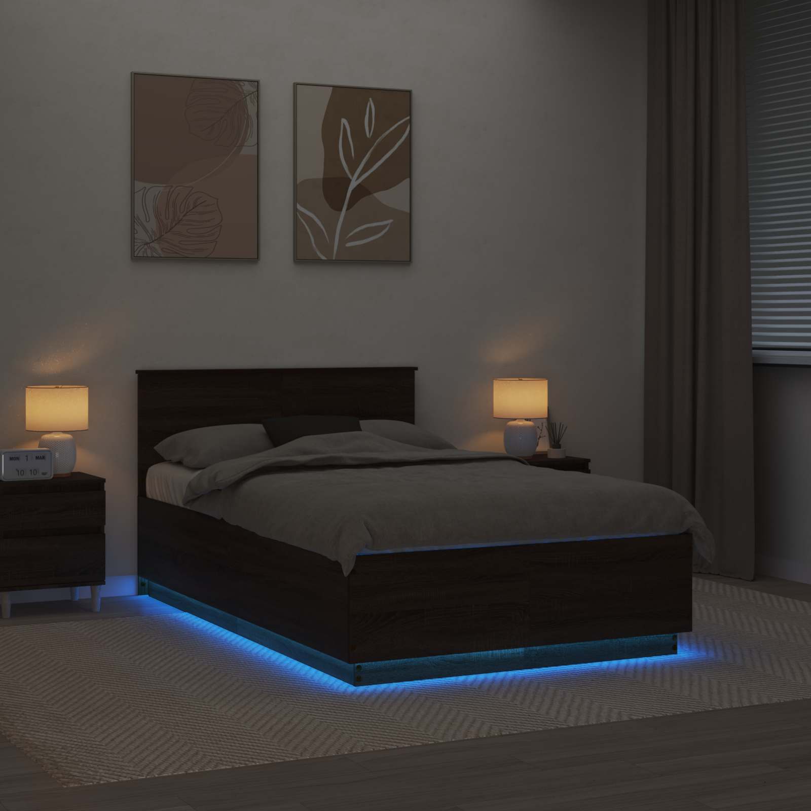 Struttura del letto con testiera Rovere Marrone 135 x 190 cm 3408088