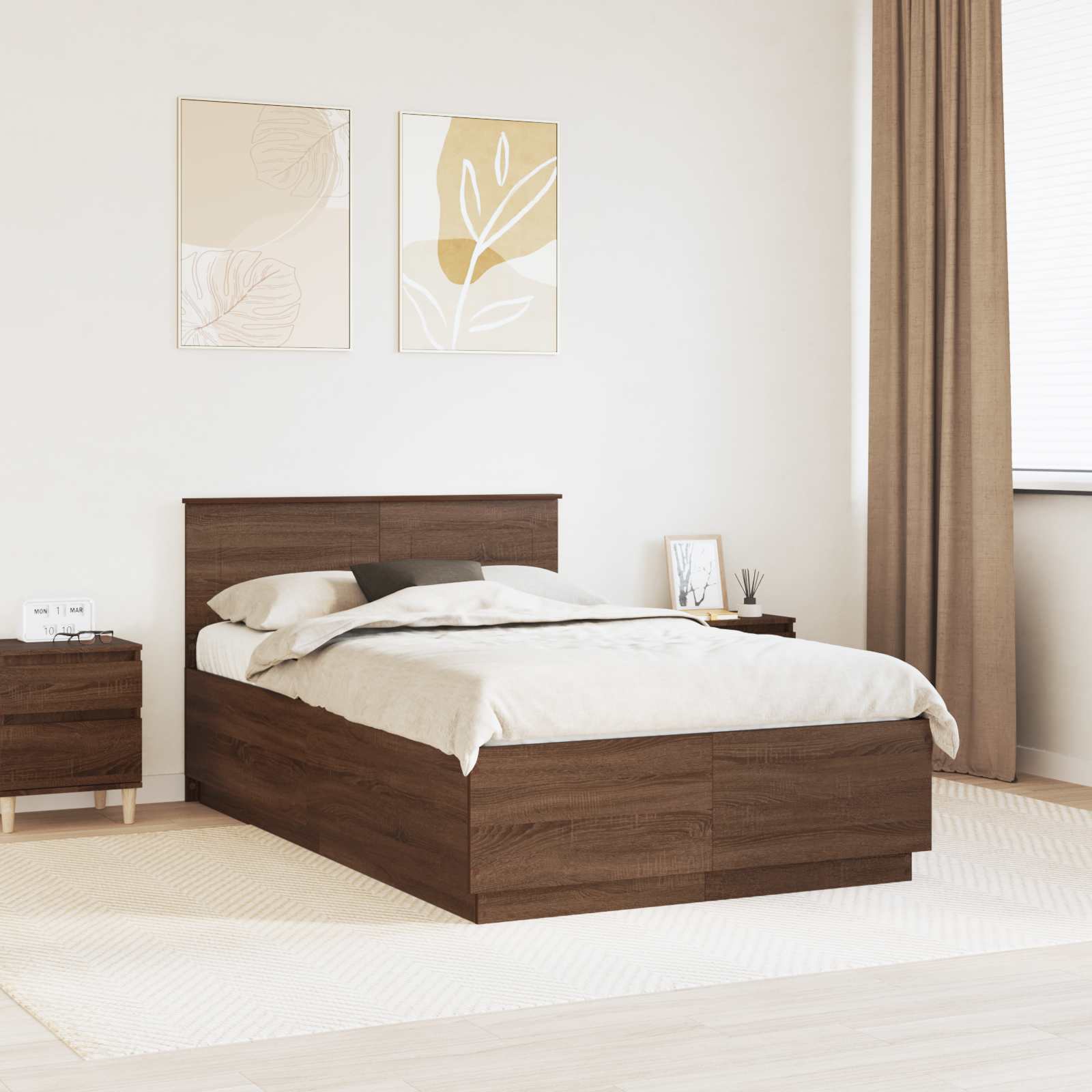 Struttura del letto con testiera Rovere Marrone 120 x 190 cm 3408095