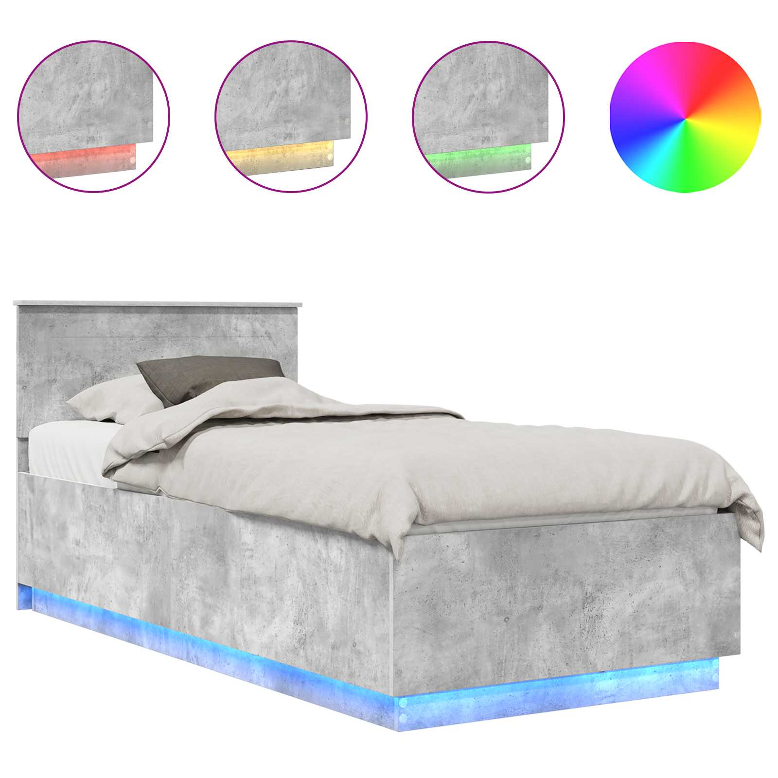 Struttura del letto con testiera Grigio cemento 90 x 190 cm 3408113