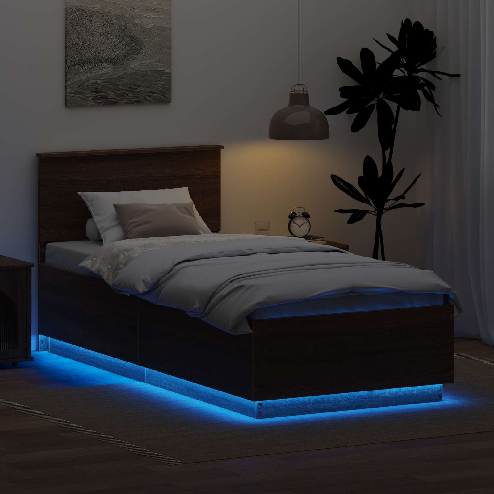 Struttura del letto con testiera Rovere Marrone 90 x 190 cm 3408116