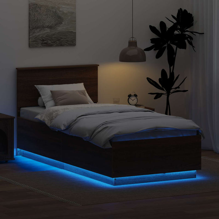 Struttura del letto con testiera Rovere Marrone 90 x 190 cm 3408116