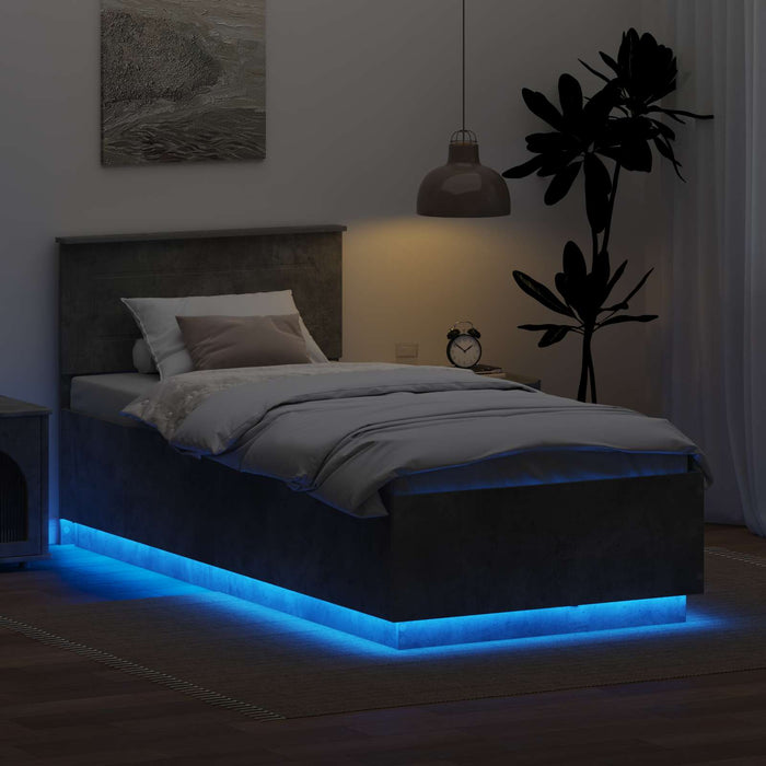 Struttura del letto con testiera Grigio cemento 70 x 190 cm 3408127