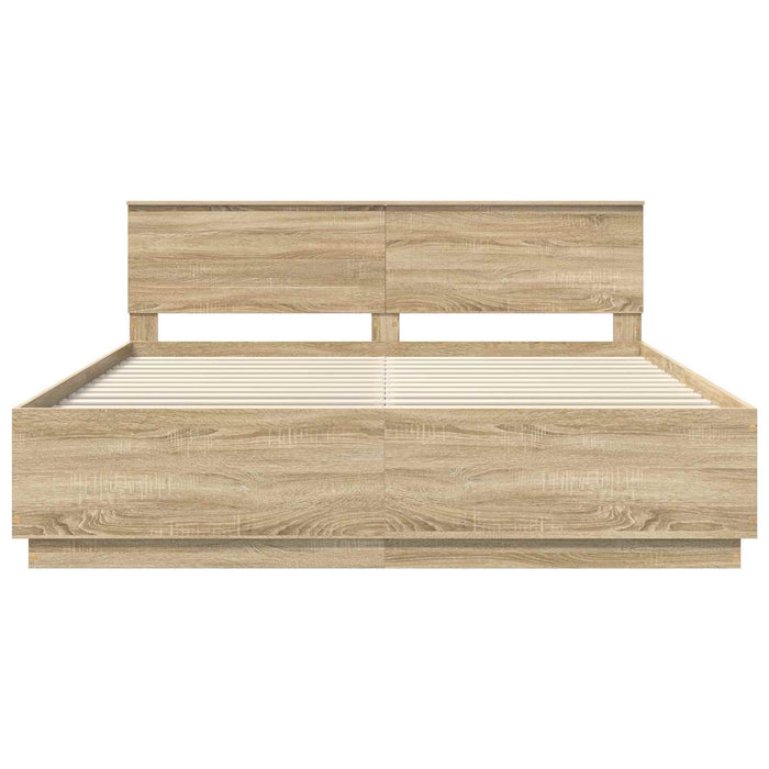 Struttura del letto con testiera Rovere Sonoma 200 x 200 cm 3408133