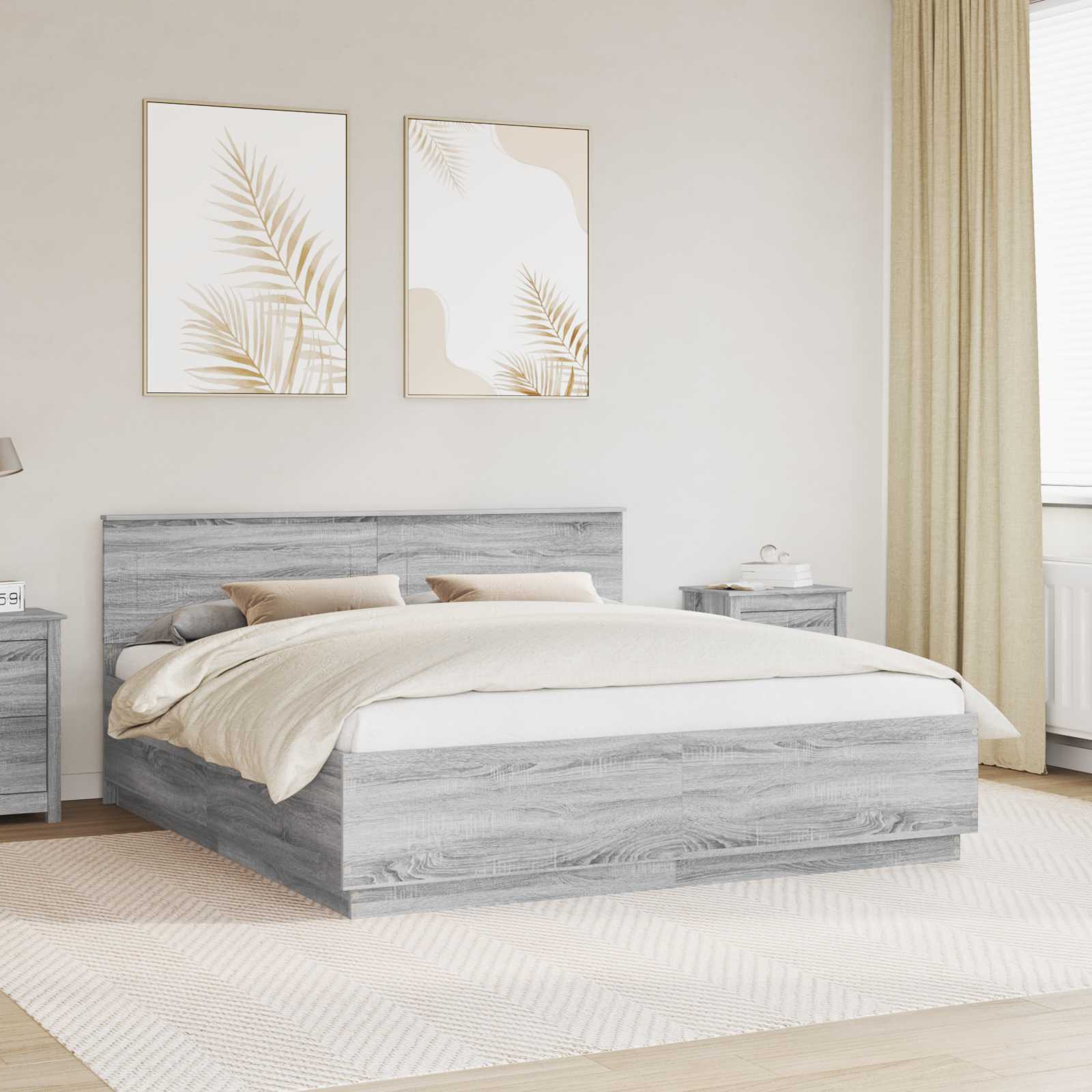 Struttura del letto con testiera Grigio Sonoma 180 x 200 cm 3408143