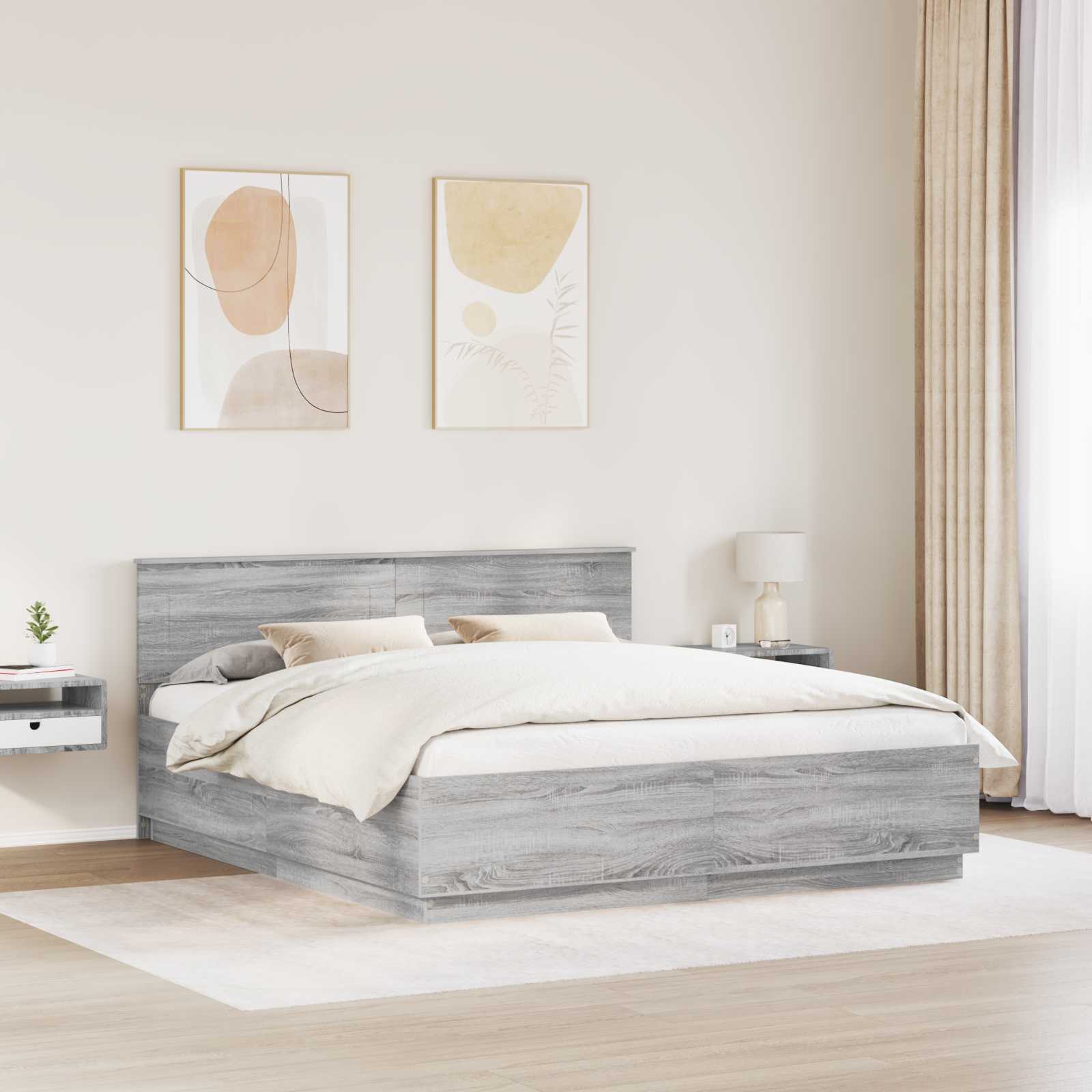 Struttura del letto con testiera Grigio Sonoma 180 x 200 cm 3408143