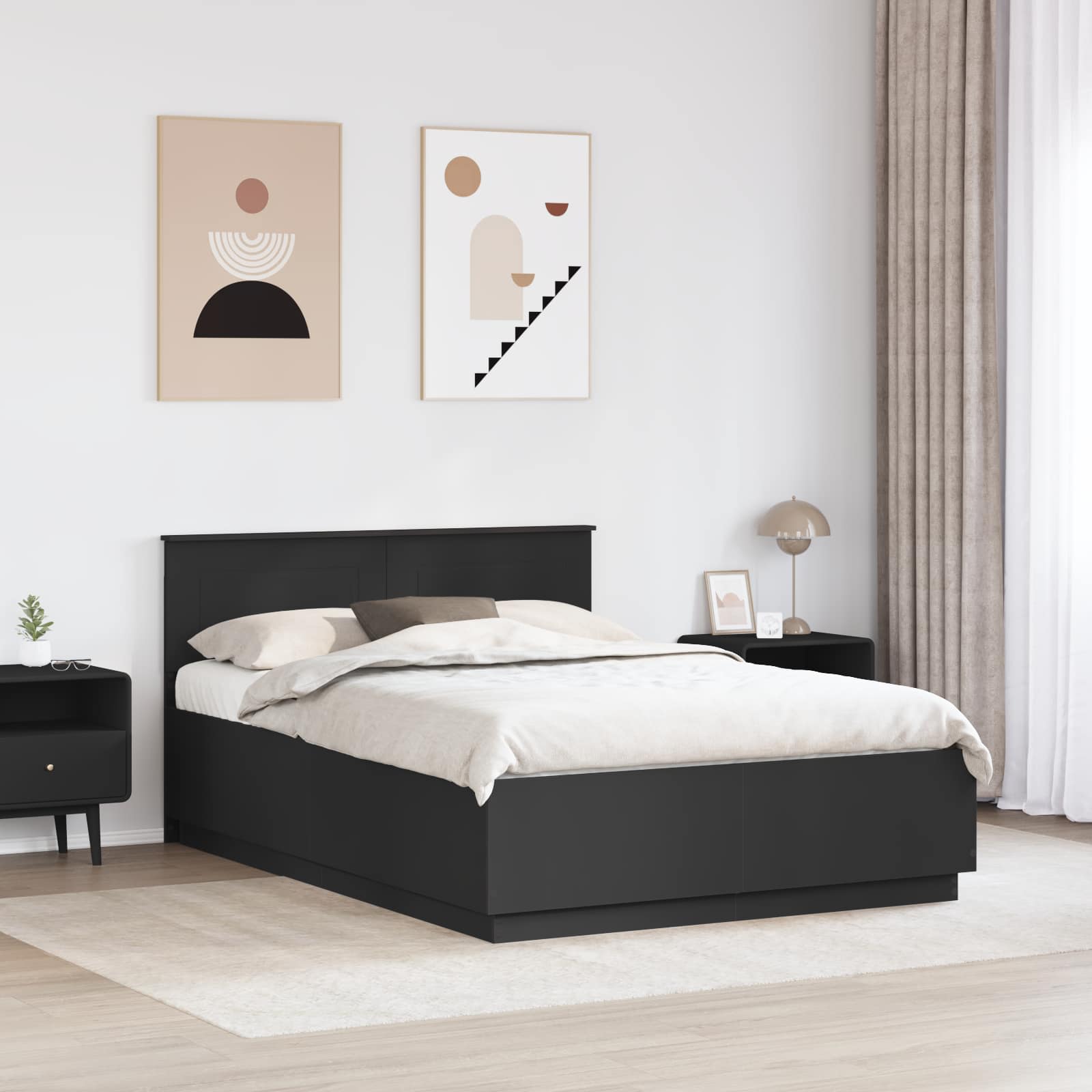 Struttura del letto Nero 140 x 190 cm Legno multistrato