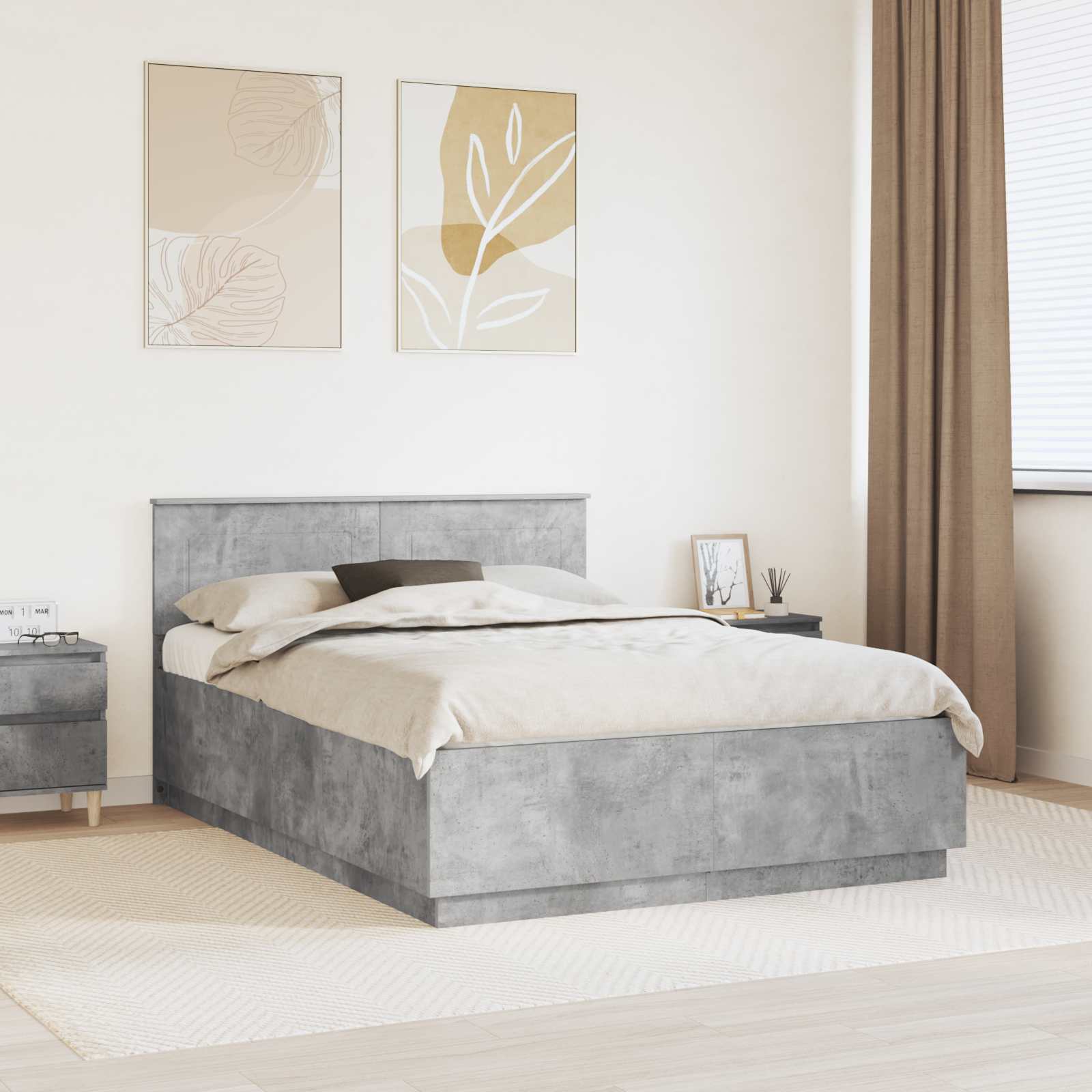 Struttura del letto con testiera Grigio cemento 140 x 190 cm 3408162