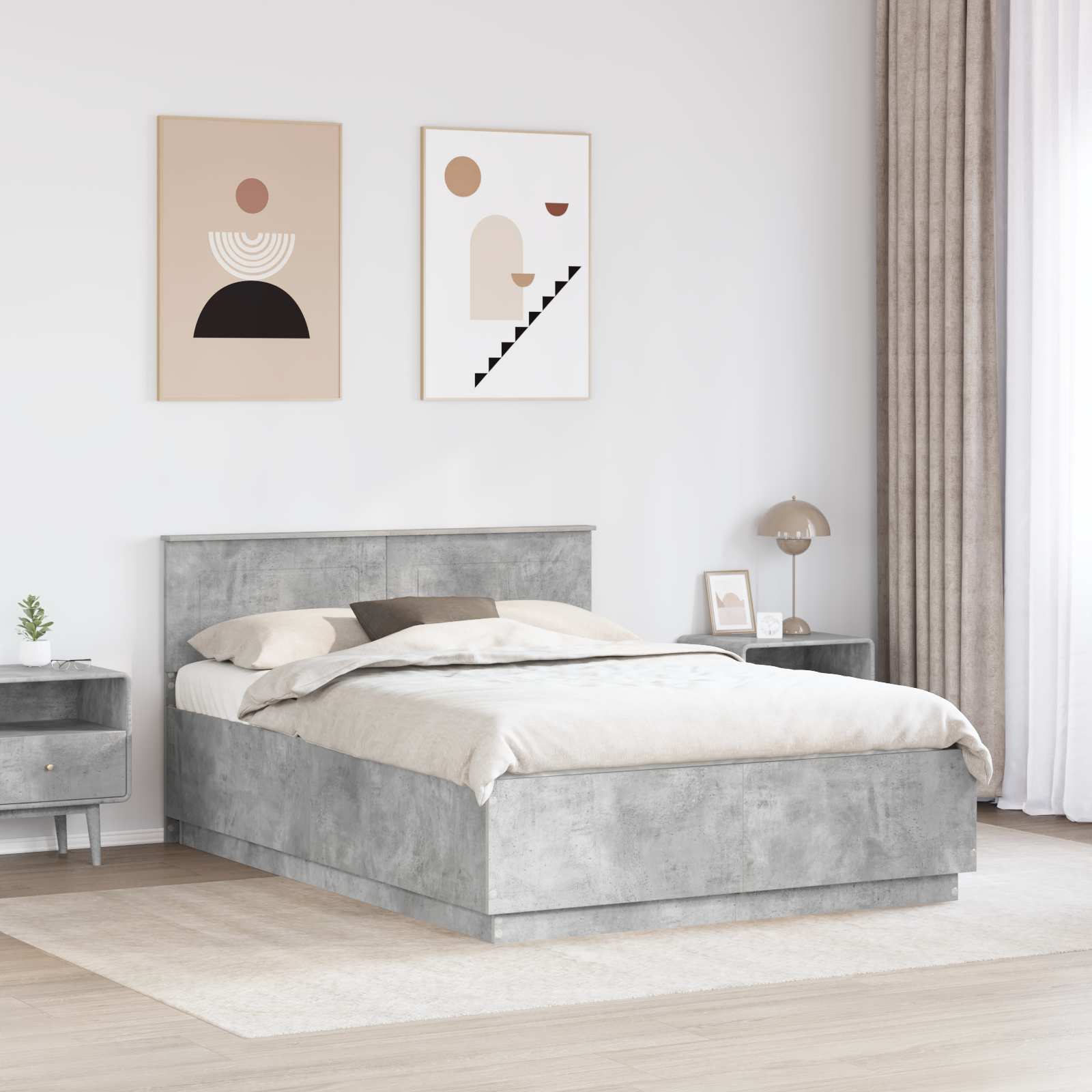 Struttura del letto con testiera Grigio cemento 140 x 190 cm 3408162