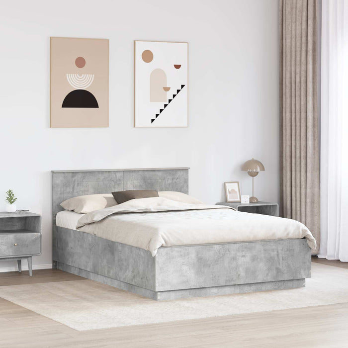 Struttura del letto con testiera Grigio cemento 140 x 200 cm